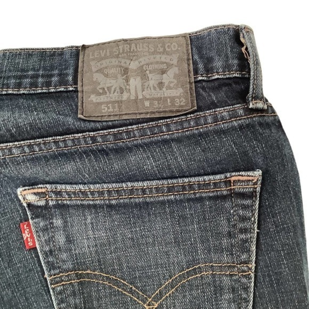 Levi’s Mens 511 Dark Wash Jeans W32 L32 EUC Straight‎ Leg